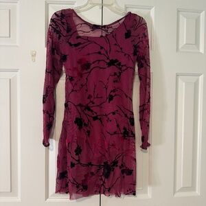 Burgundy Floral Mesh Dance Dress – Lyrical/Contemporary Costume